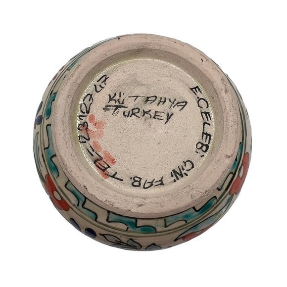 Decorative Mini Blue Red Floral Ceramic Vase Made In Turkey - Picture 4 of 6